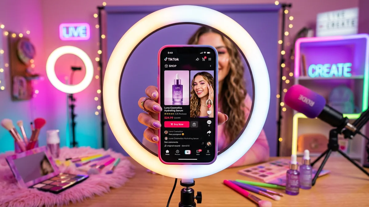 TikTok Shop product listing with optimized vertical product images on a mobile screen